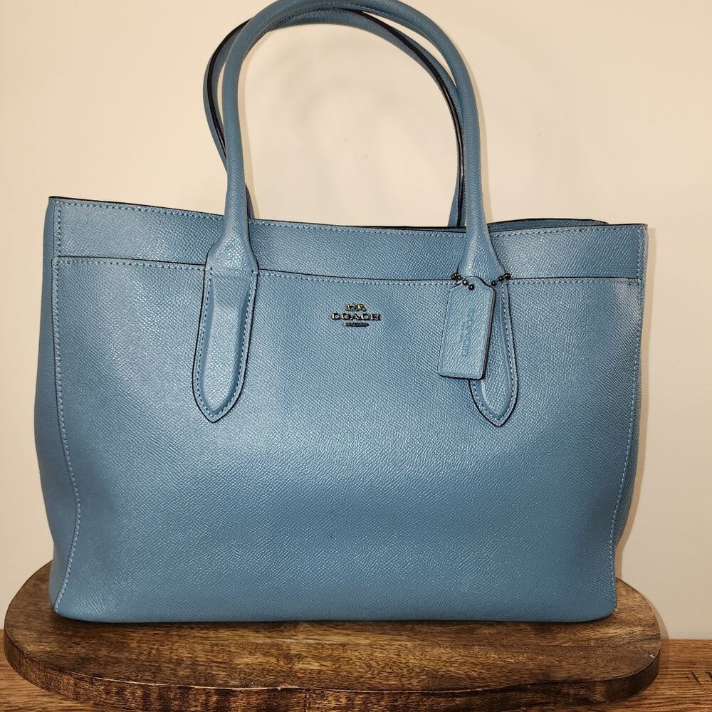 Coach Large Blue Bailey Carryall Shoulder Tote Bag EUC